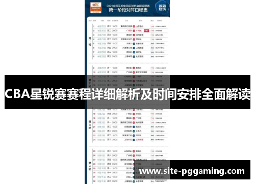CBA星锐赛赛程详细解析及时间安排全面解读