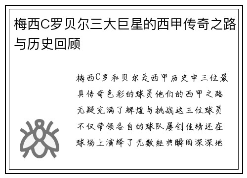 梅西C罗贝尔三大巨星的西甲传奇之路与历史回顾